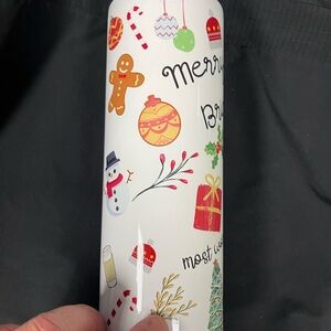 Festive Christmas Tumbler - White with Multicolor Holiday Designs